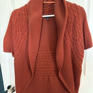 Apt. 9 Rust Cable-Knit Shawl-Collar Short-Sleeve Cardigan